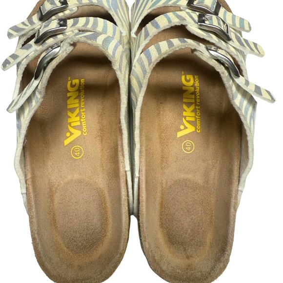 Viking Banff Three-Strap Comfort Sandals – Zebra Print White/Pearl – Size 40 / U - Picture 6 of 13